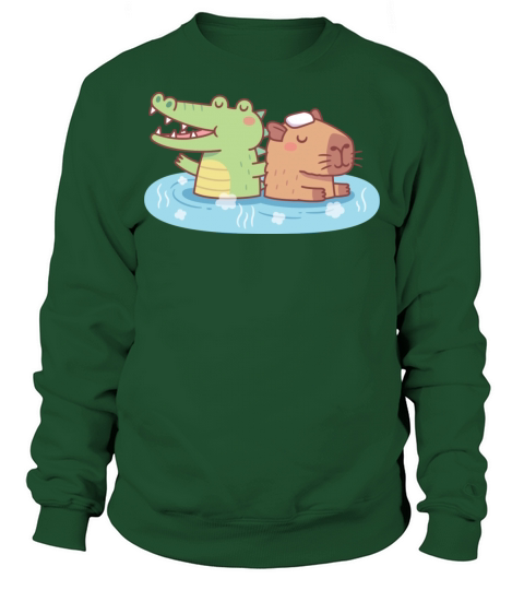 Funny Crocodile And Capybara Chilling In Hot Sweatshirt Unisex
