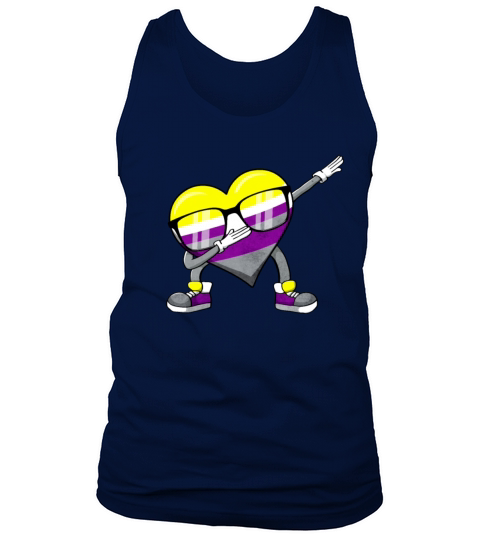 Non Binary Pride Flag Dabbing Heart Sublte LGBTQ Tank Top Unisex