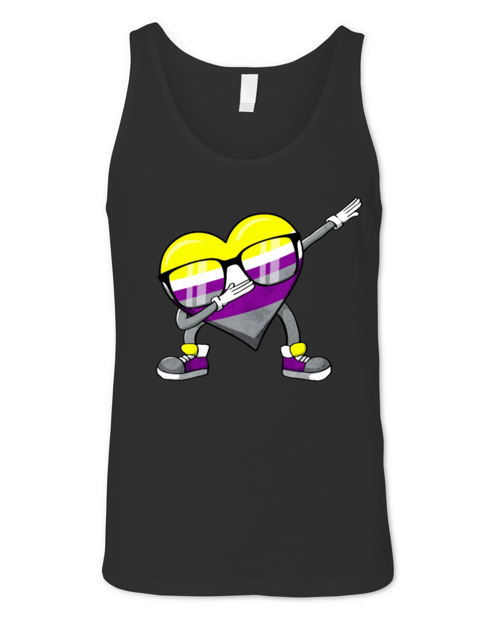 Non Binary Pride Flag Dabbing Heart Sublte LGBTQ Unisex Jersey Tank