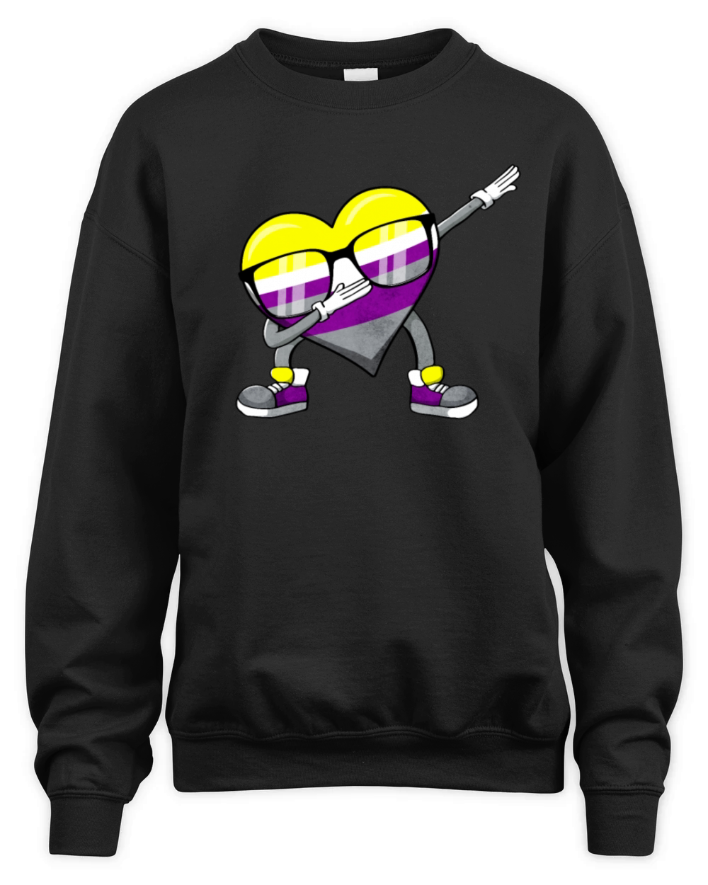 Non Binary Pride Flag Dabbing Heart Sublte LGBTQ Unisex Premium Crewneck Sweatshirt