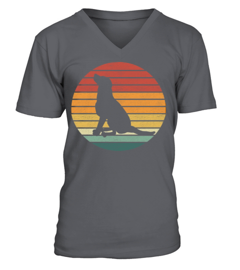 Dog Lover - Vintage Retro Sunset Dog V-Neck T-shirt