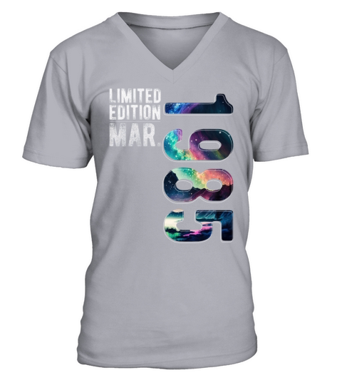 Limited Edition 1985 March Birthday Polar Lights V-Neck T-shirt