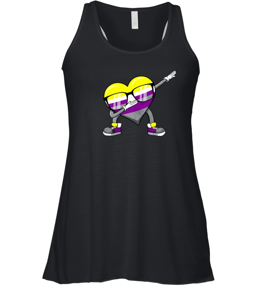 Non Binary Pride Flag Dabbing Heart Sublte LGBTQ Women's Flowy Tank Top