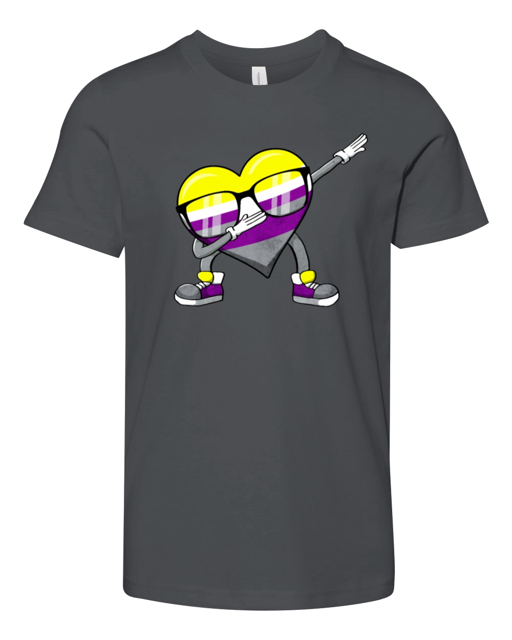 Non Binary Pride Flag Dabbing Heart Sublte LGBTQ Youth Unisex Jersey Tee