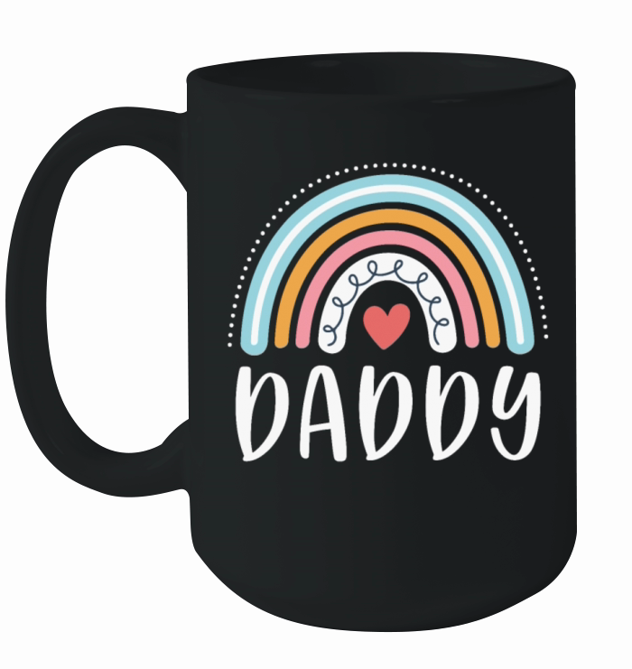 Mens Daddy Gifts For Dad Family Rainbow Graphic Ceramic Mug