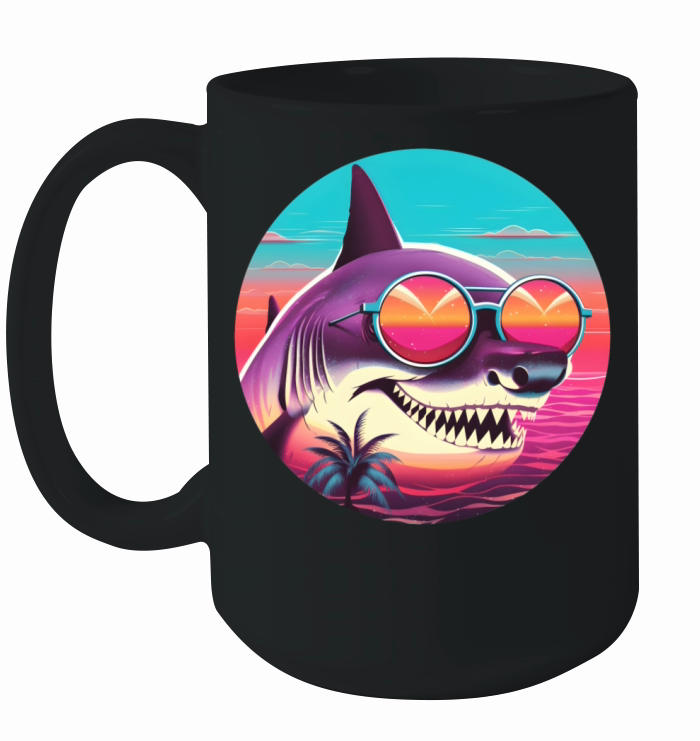 Retro Style 80s 90s Vintage Shark Lovers Ceramic Mug