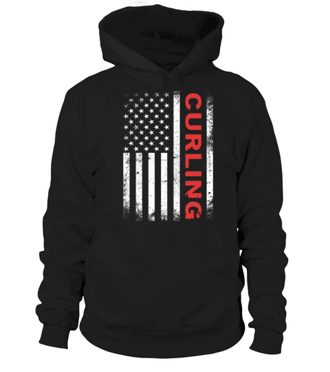 Vintage Curling USA Curling American Flag Hoodie Unisex