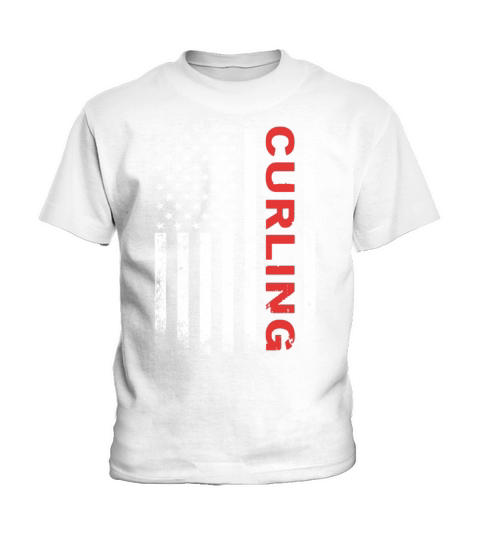 Vintage Curling USA Curling American Flag Kids T-Shirt