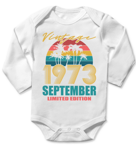 50th birthday september 1973 vintage 1973 Long Sleeve Baby One-Piece