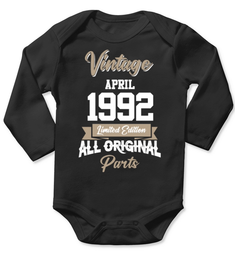 April 1992 Vintage Birthday Present Long Sleeve Baby One-Piece