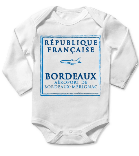 Bordeaux France Passport Stamp Vacation Travel Sou Long Sleeve Baby One-Piece