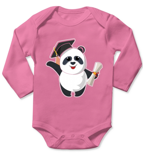 Panda Graduate Graduating 2023 Graduation Long Sleeve Baby One-Piece