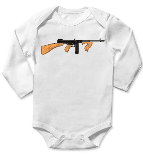 Thompson M1A1 Tommy Gun Gangster Vintage Tommy Gun Long Sleeve Baby One-Piece