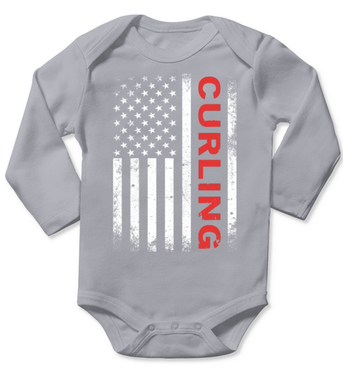 Vintage Curling USA Curling American Flag Long Sleeve Baby One-Piece