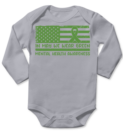We Wear Green Mental Health Awareness Long Sleeve Baby One-Piece