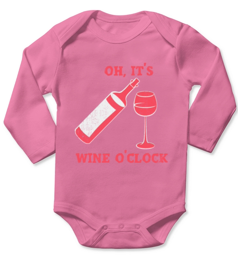 Wine OClock Wine Lover Vineyard Funny Quote Long Sleeve Baby One-Piece