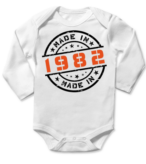 Year of birth Birthday Born In - Made in 1982 Long Sleeve Baby One-Piece