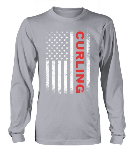 Vintage Curling USA Curling American Flag Long sleeved Unisex