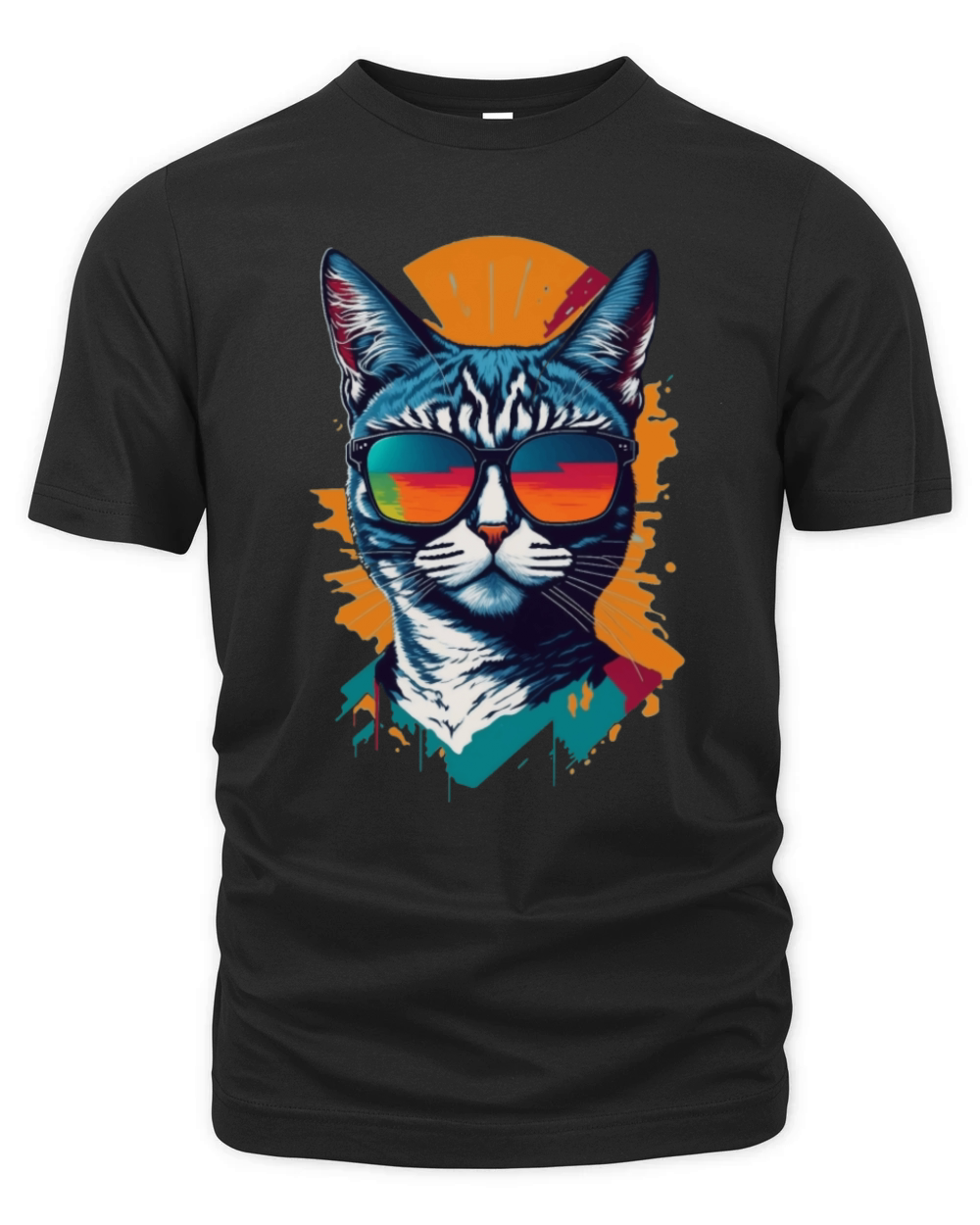 Vintage Vibes and Feline Flair Retro Cool Cat Organic Unisex T-shirt