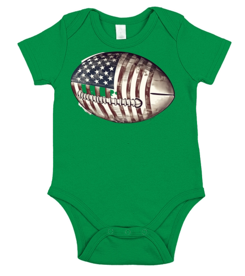 Football USA American Flag Vintage Gift Short Sleeve Baby One-Piece