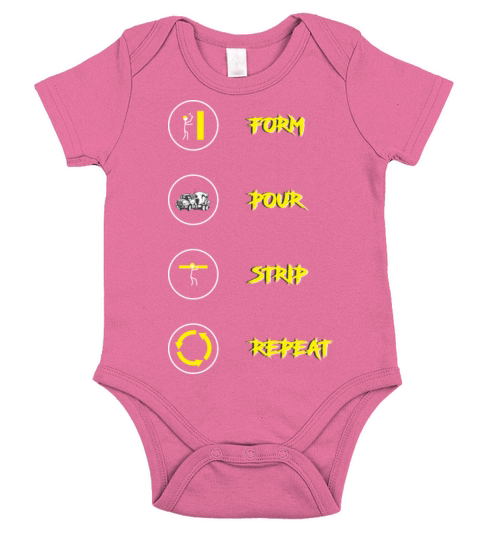 Form Pour Strip Repeat Concrete Finisher Short Sleeve Baby One-Piece