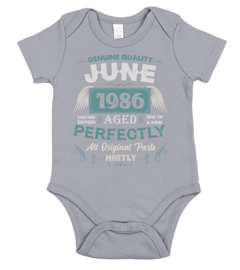 June 1986 Vintage Birthday Present Short Sleeve Baby One-Piece