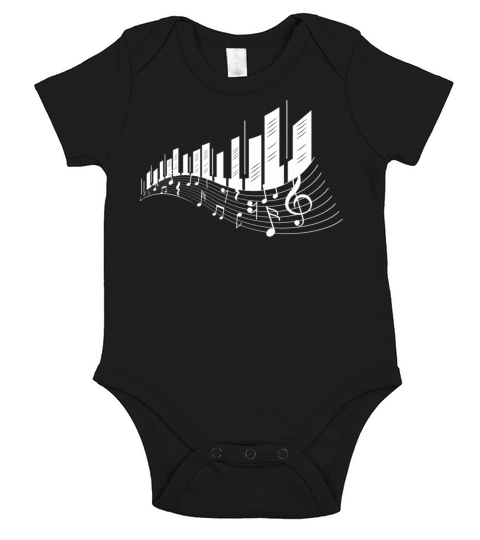 Piano Keys Art Vintage Musical Keyboard Piano Short Sleeve Baby One-Piece