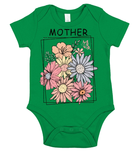 Unique Mothers day Mama Flowers Gift for Mom Short Sleeve Baby One-Piece