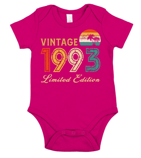 Vintage 1993 Limited Edition Made In 1993 Birthday Short Sleeve Baby One-Piece