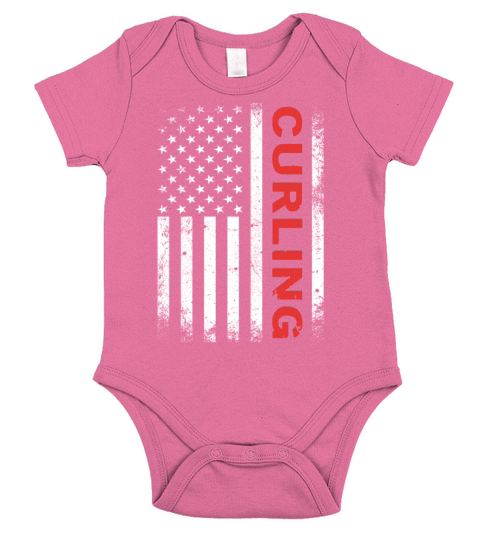 Vintage Curling USA Curling American Flag Short Sleeve Baby One-Piece