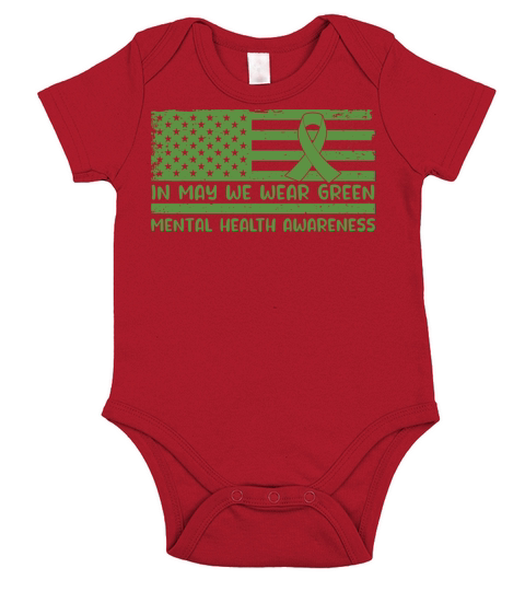 We Wear Green Mental Health Awareness Short Sleeve Baby One-Piece