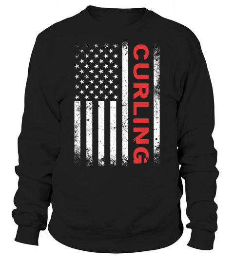 Vintage Curling USA Curling American Flag Sweatshirt Unisex