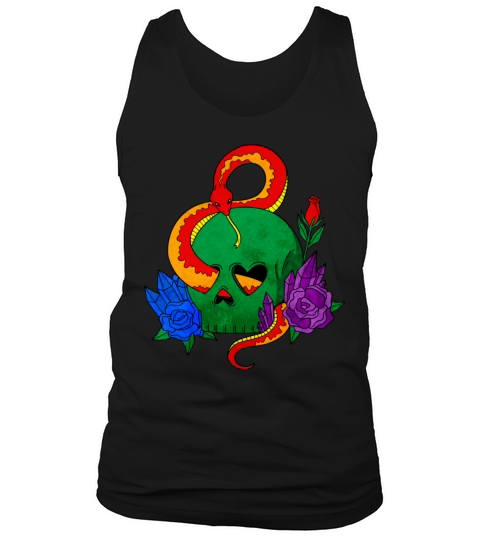 Gay Pride Rainbow Flag Skull Snakes Roses Sublte Tank Top Unisex