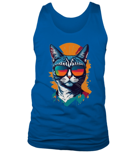 Vintage Vibes and Feline Flair Retro Cool Cat Tank Top Unisex
