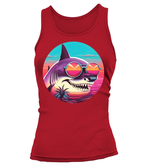 Retro Style 80s 90s Vintage Shark Lovers Tank top Woman