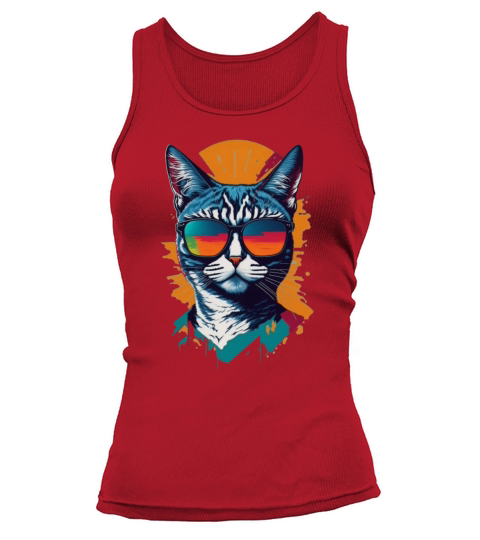 Vintage Vibes and Feline Flair Retro Cool Cat Tank top Woman