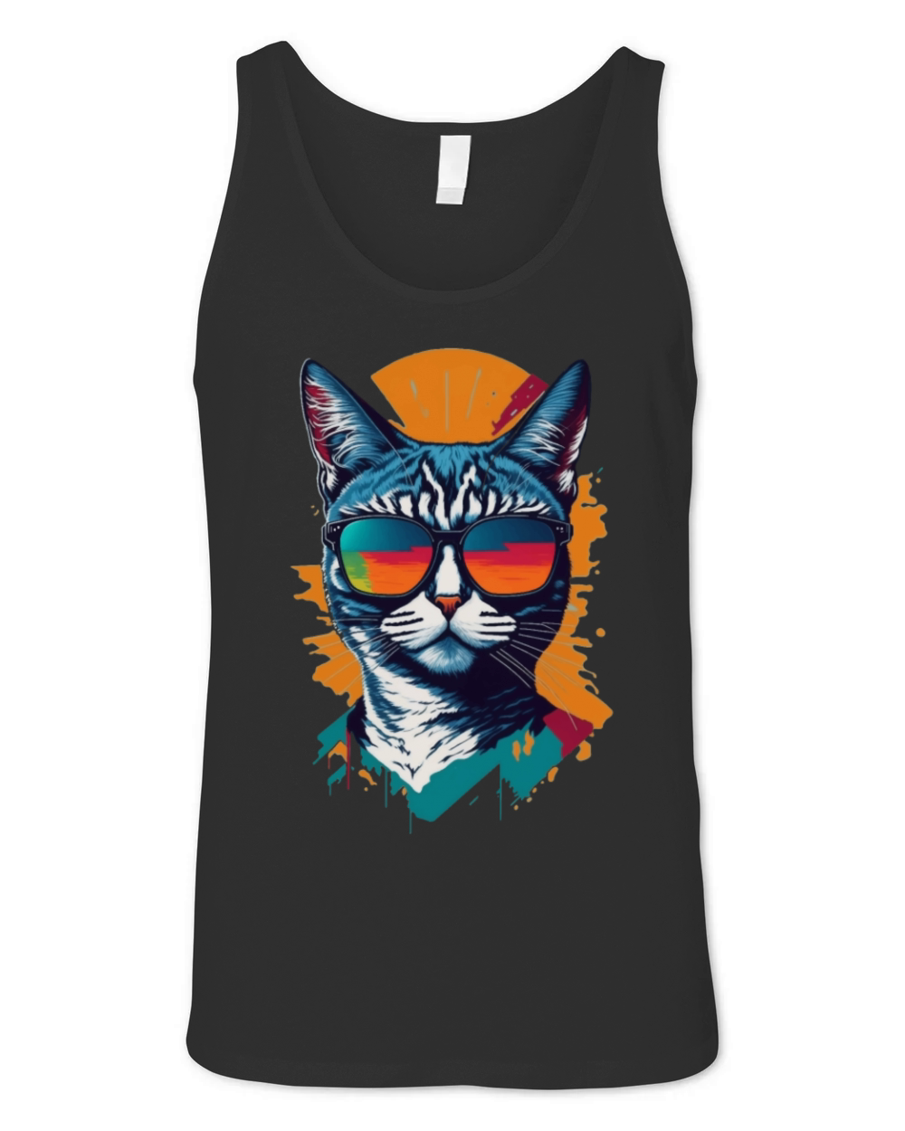 Vintage Vibes and Feline Flair Retro Cool Cat Unisex Jersey Tank