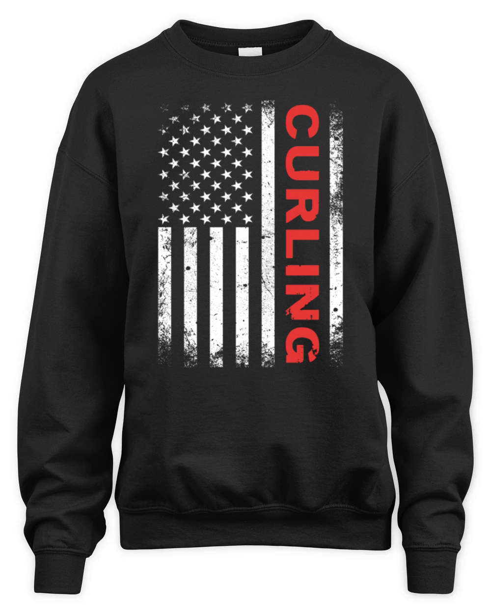 Vintage Curling USA Curling American Flag Unisex Premium Crewneck Sweatshirt