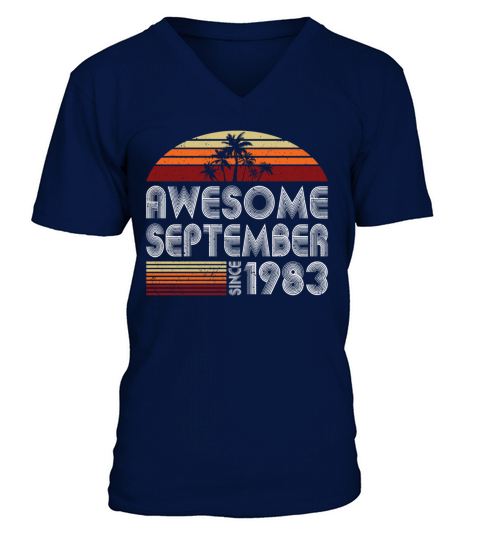 40th birthday september 1983 awesome since 1983 V-Neck T-shirt