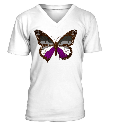 Asexual Pride Ace Flag Butterfly Subtle LGBTQ V-Neck T-shirt