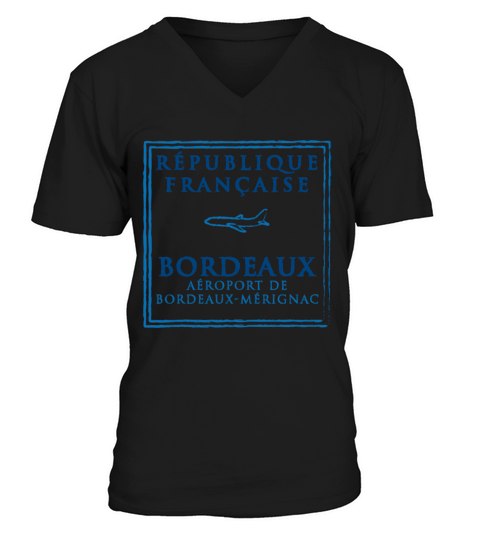 Bordeaux France Passport Stamp Vacation Travel Sou V-Neck T-shirt