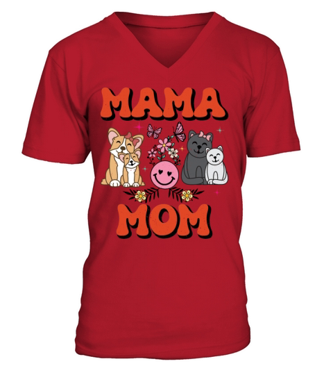 Funny Mama Mom for Mothers Days Groovy Vintage V-Neck T-shirt