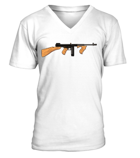 Thompson M1A1 Tommy Gun Gangster Vintage Tommy Gun V-Neck T-shirt