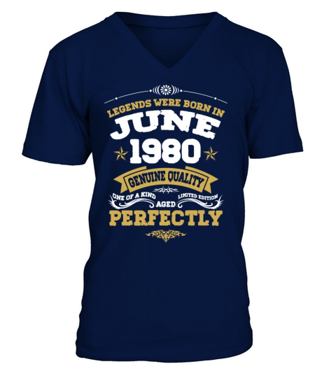 Vintage Aged To Perfection June 1980 V-Neck T-shirt