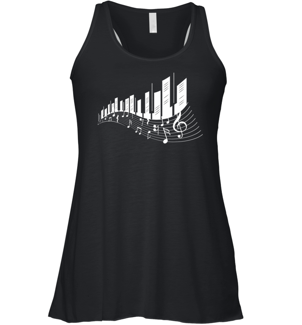 Piano Keys Art Vintage Musical Keyboard Piano Women's Flowy Tank Top