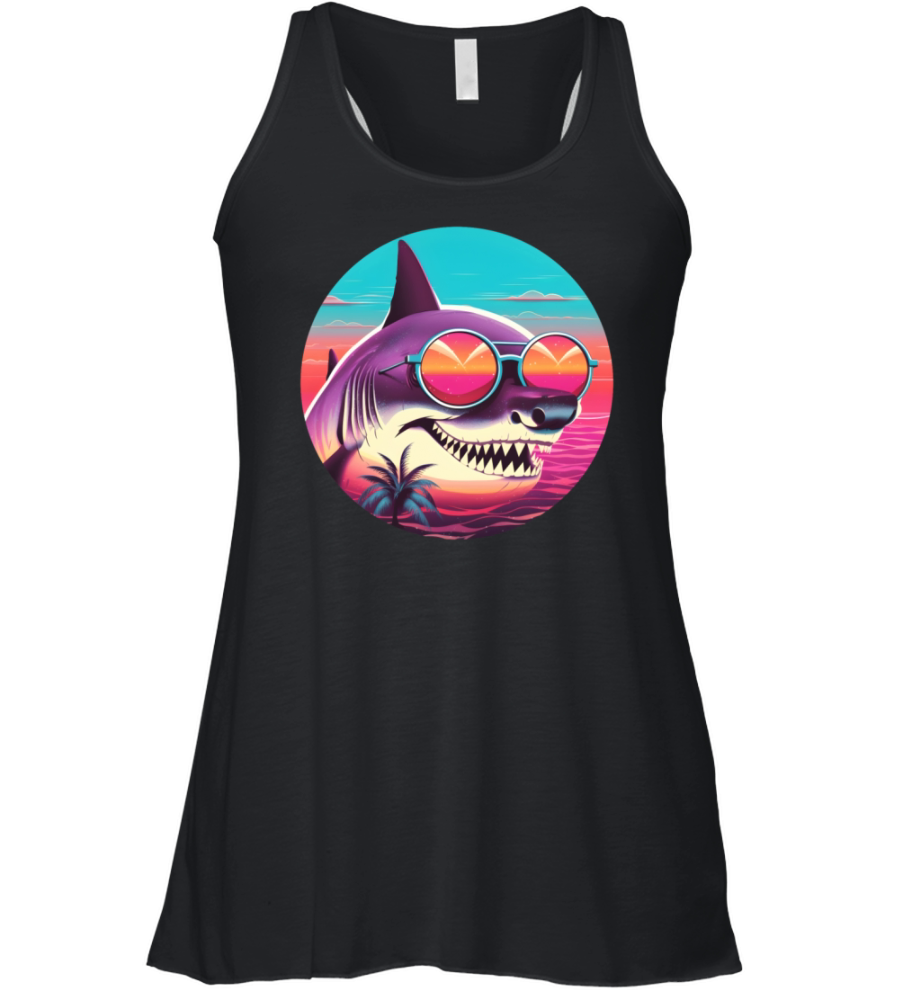 Retro Style 80s 90s Vintage Shark Lovers Women's Flowy Tank Top