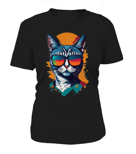 Vintage Vibes and Feline Flair Retro Cool Cat Women's T-Shirt