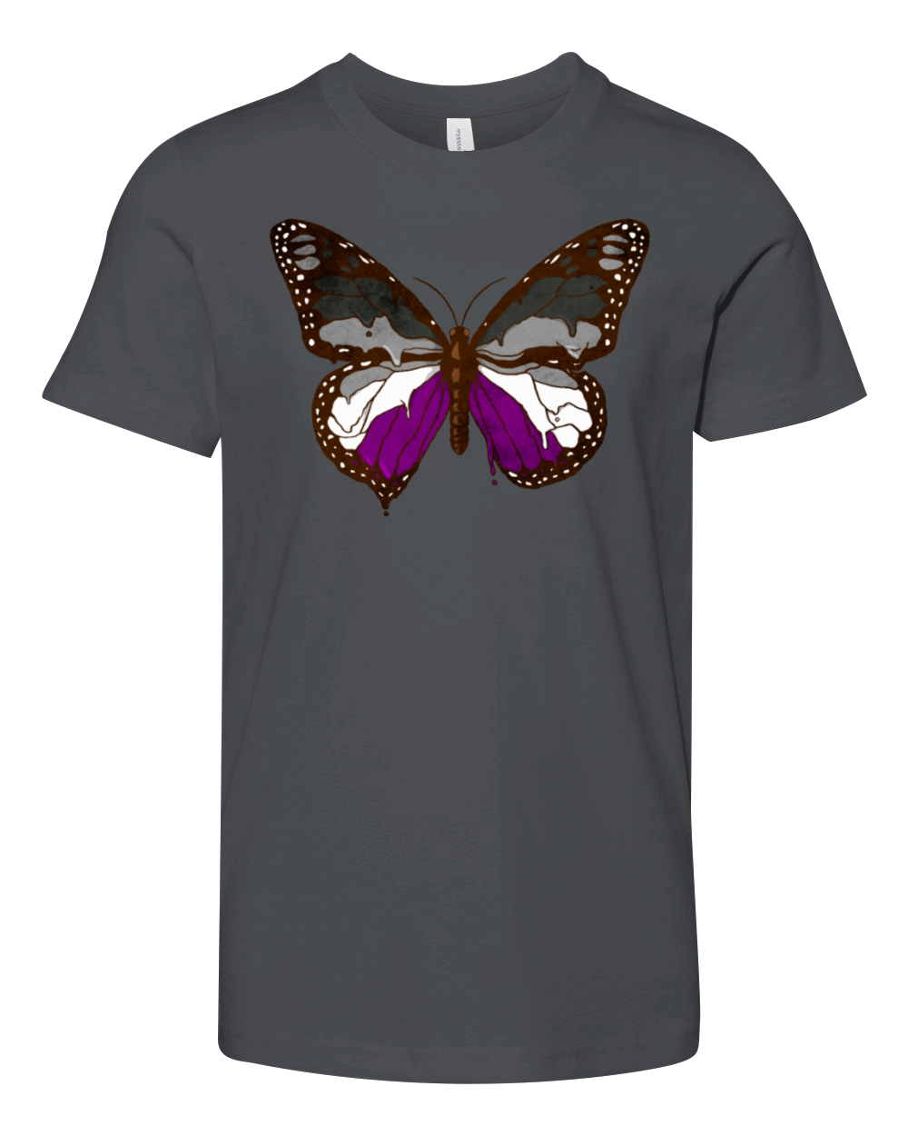 Asexual Pride Ace Flag Butterfly Subtle LGBTQ Youth Unisex Jersey Tee