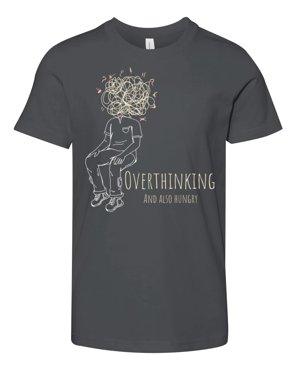 Overthinking and Also Hungry - Overthinking doodle Youth Unisex Jersey Tee