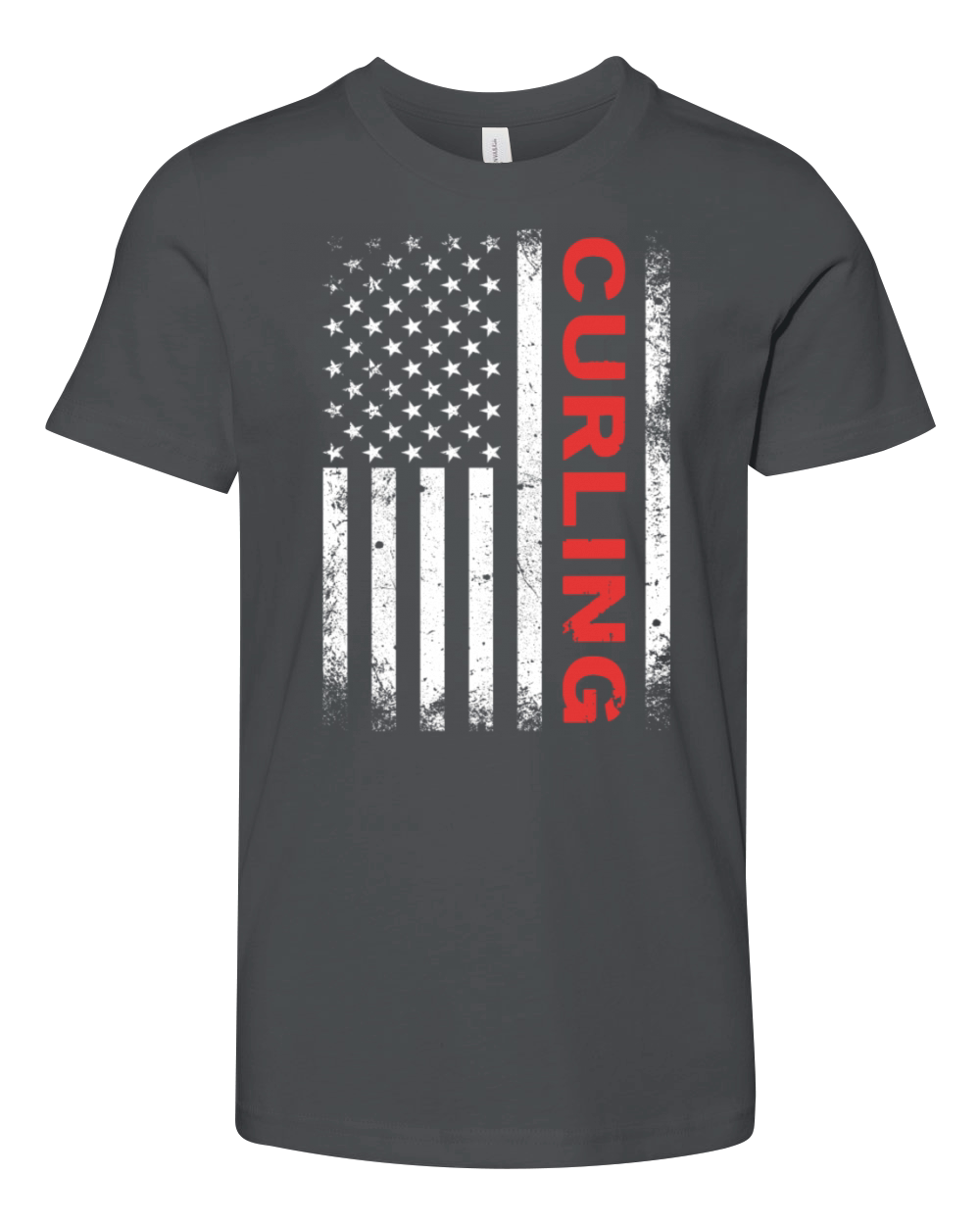 Vintage Curling USA Curling American Flag Youth Unisex Jersey Tee